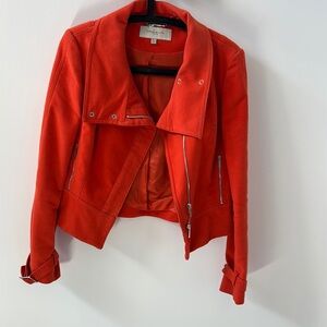 Karen Millen Orange Jacket Asymmetrical Moto Style